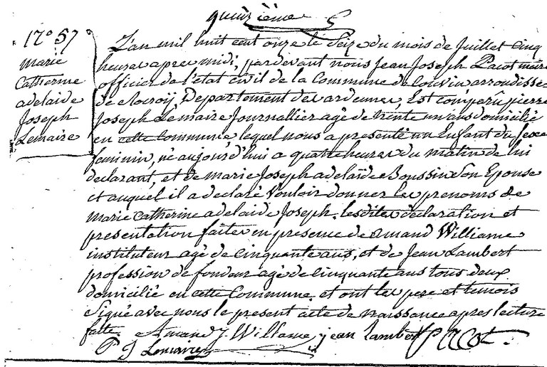 LEMAIRE Marie Catherine Adelaide Joseph
