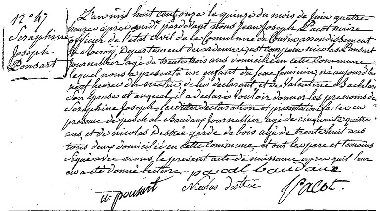 PONSART Séraphine  Joseph