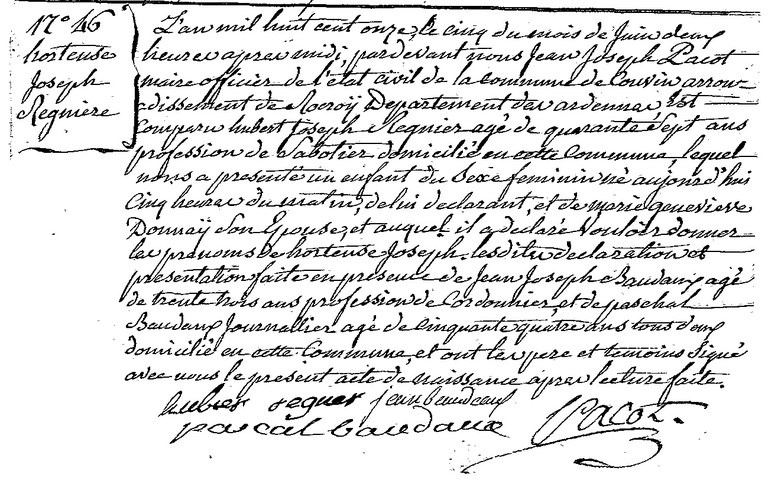 REGNIER Hortense Joseph