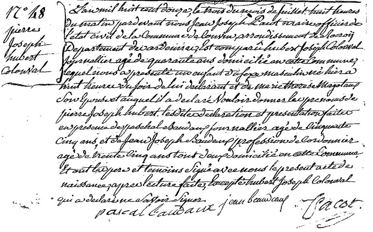 COLONVAL Pierre Joseph Hubert