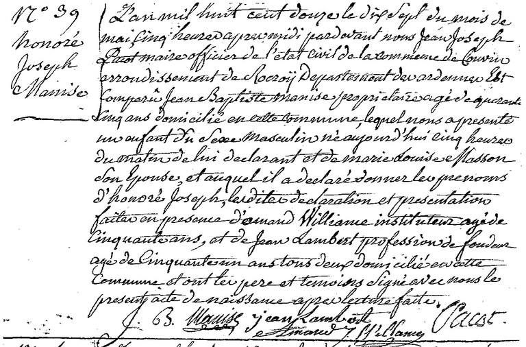 MANISE Honoré Joseph