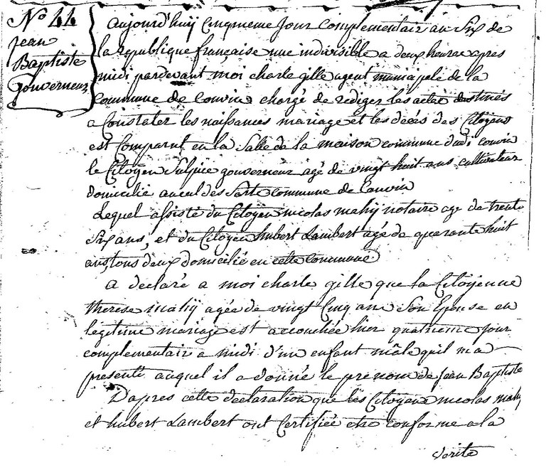 GOUVERNEUR Jean Baptiste