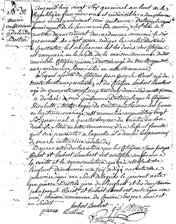 DESTREE Marie Catherine Adelaïde