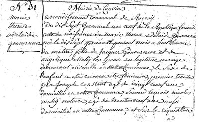 GOUVERNEUR Marie Therese Adelaïde
