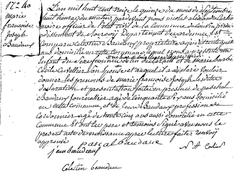 BAUDAUX Marie Françoise Joseph