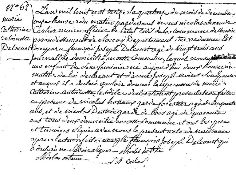 DELCOURT Marie Catherine Antoinette