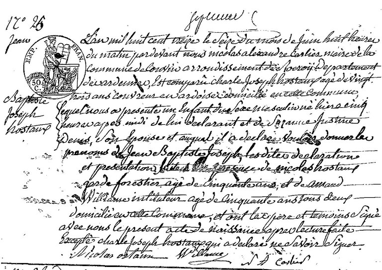 HOSTAUX Jean Baptiste Joseph