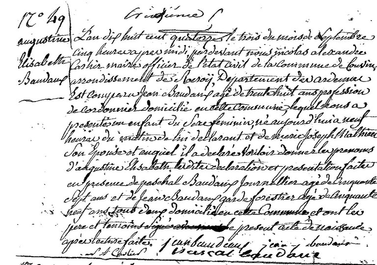 BAUDAUX Augustine Elisabeth