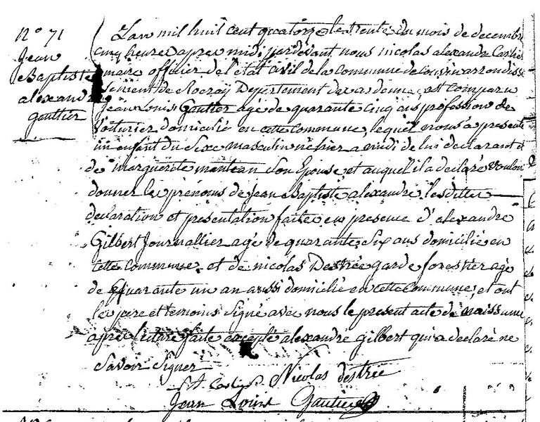 GAUTTIER Jean Baptiste Alexandre