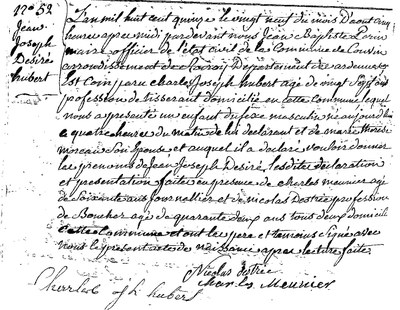 HUBERT Jean Joseph Désiré