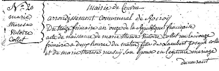 COLLET	Marie Therese Victoire