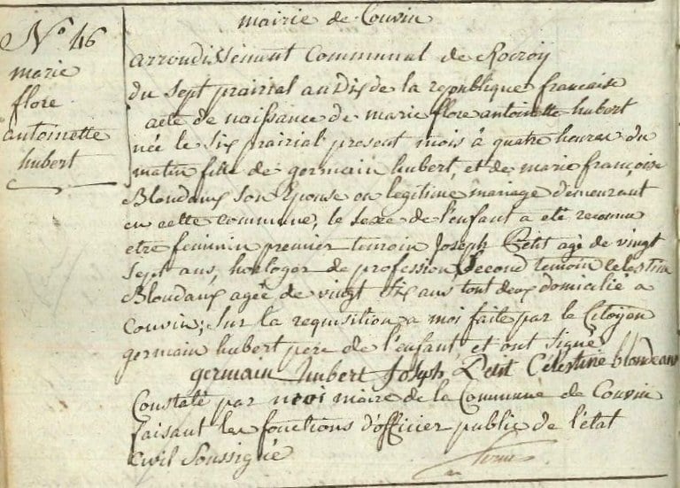 HUBERT Marie Flore Antoinette