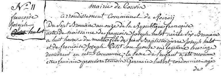 HULOT Françoise Joseph