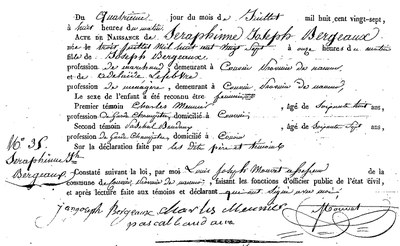 BERGAUX Séraphie Joseph