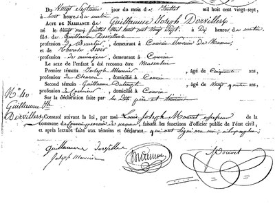 DORVILLERS Guillaume Joseph