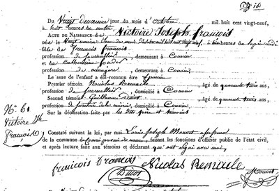 FRANCOIS Victoire Joseph