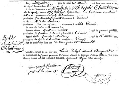 CHANTRENNE Adolphe Joseph