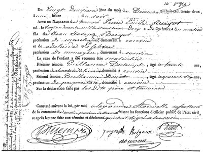BERGOT Honoré Pierre Emile