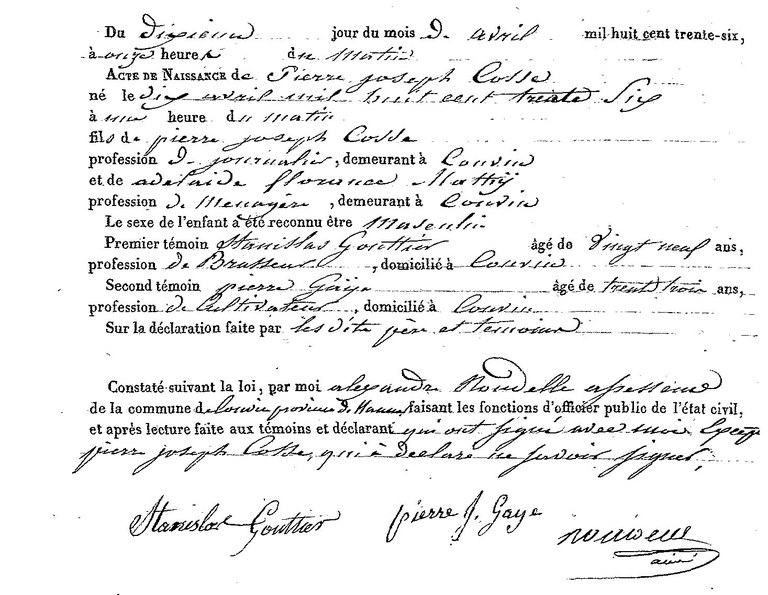 COSSE Pierre Joseph