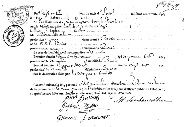 BARBIER Jean Baptiste Joseph