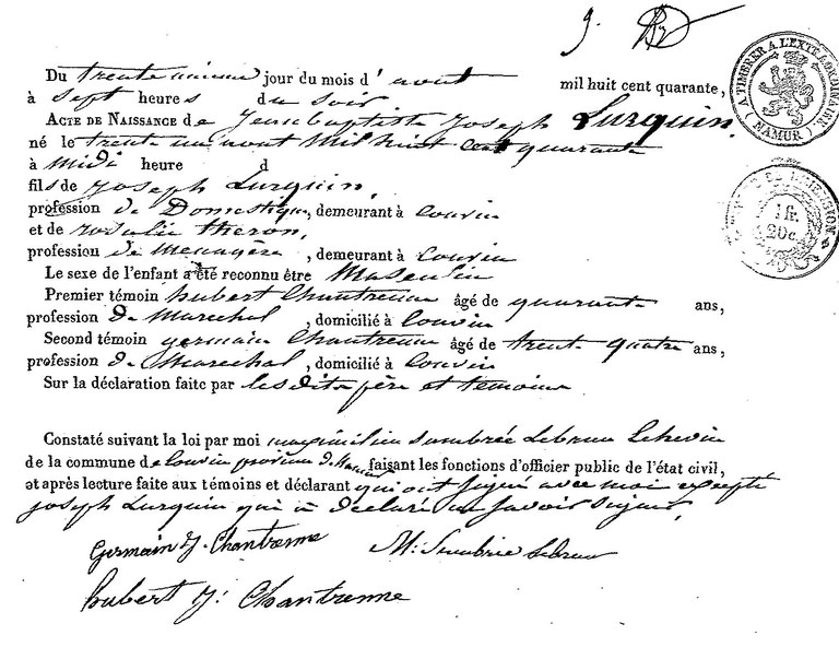 LURQUIN Jean Baptiste Joseph
