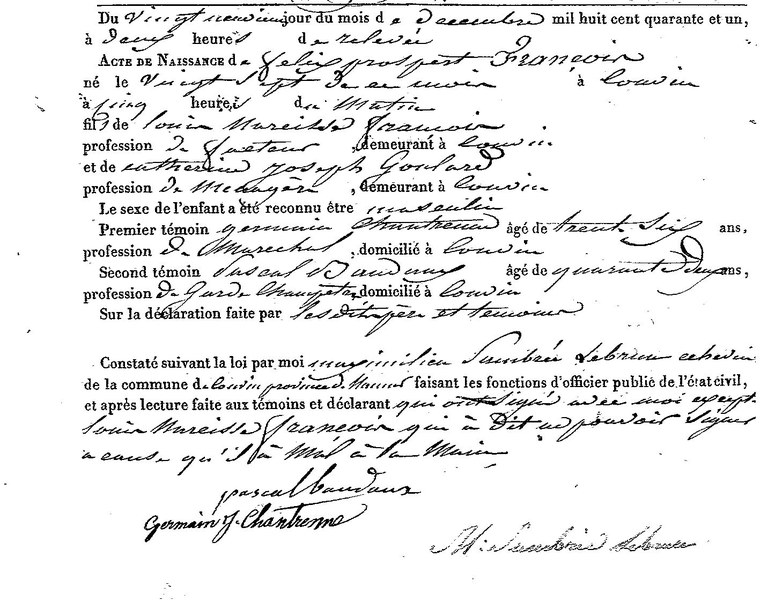 FRANCOIS Félix Prospert