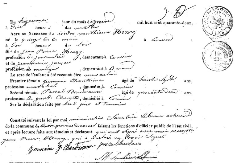 HENRY Isidore Mathieu