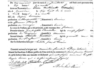 LEMAIRE Elisa Antoinette
