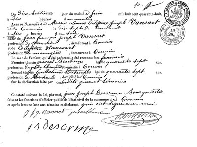 VANSART Marie Léonie Célestine Joseph