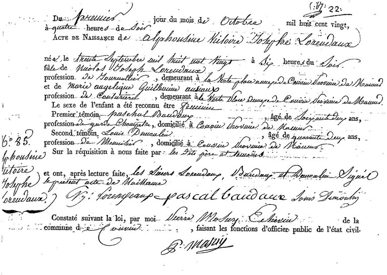 LORENDAUX Alphonsine Victoire Josephe