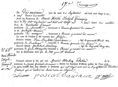 FRANCOIS Marie Thérèse Joseph