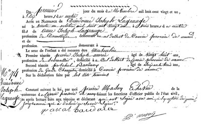 LAGRANGE Dieudonné Joseph