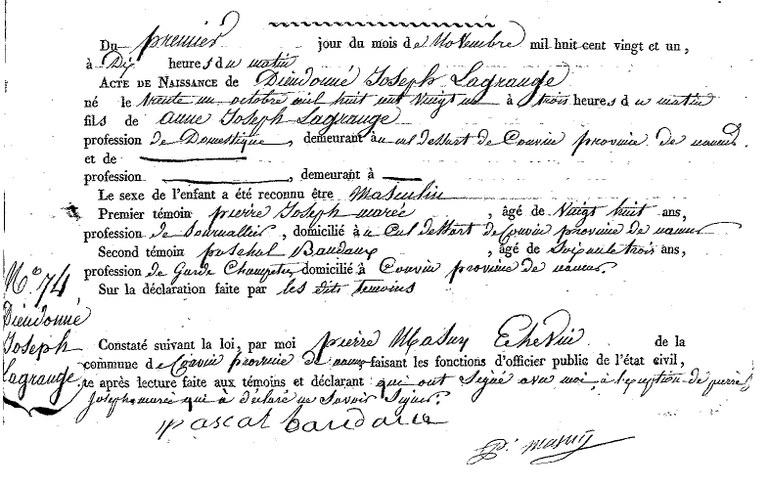 LAGRANGE Dieudonné Joseph