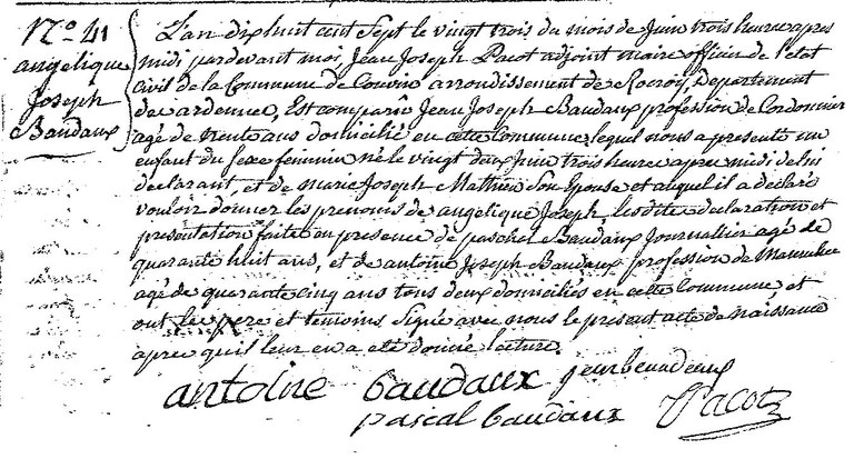 BAUDAUX Angélique Joseph