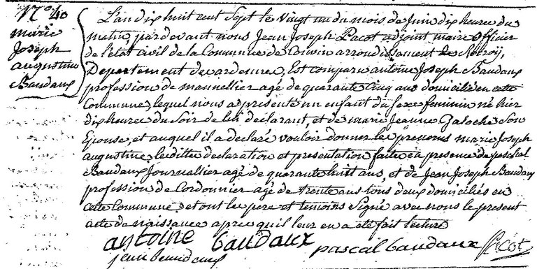 BAUDAUX Marie Josphe Augustine