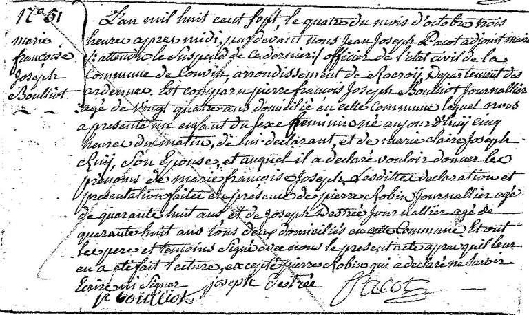 BOULLIOT Marie Françoise Joseph