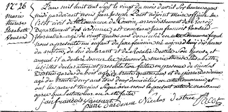 VANSARD Marie Thérese Elisabeth