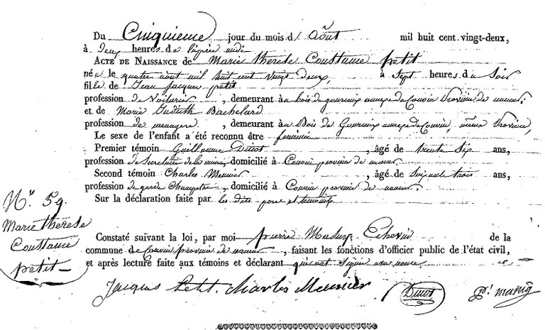 PETIT Marie Thérèse Constance