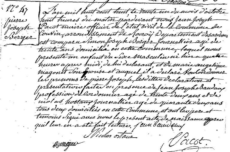 BERGER Pierre Joseph