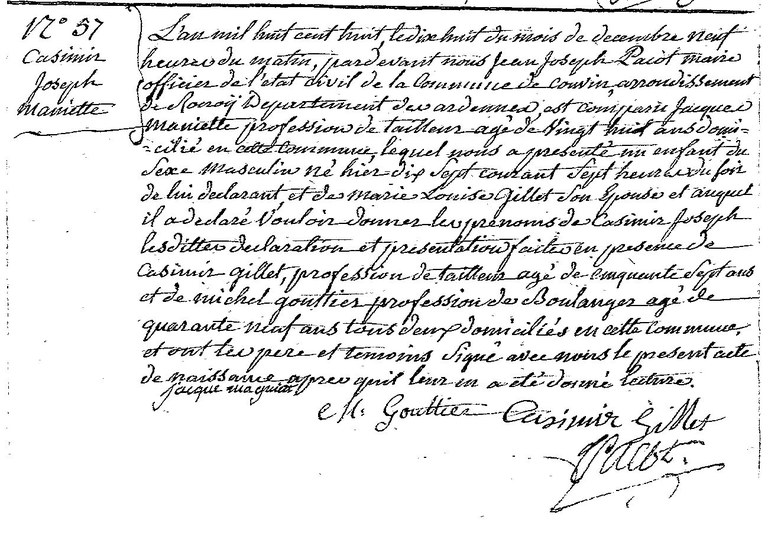 MANIETTE Casimir Joseph
