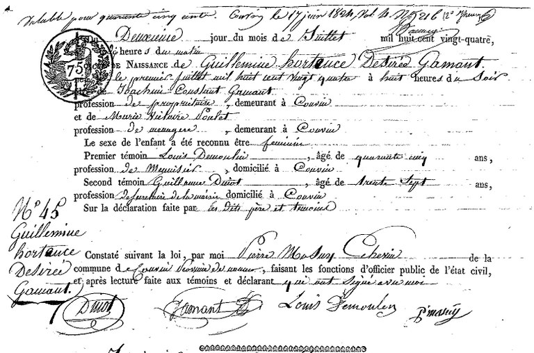 GAMANT Guillemine Hortance Désirée
