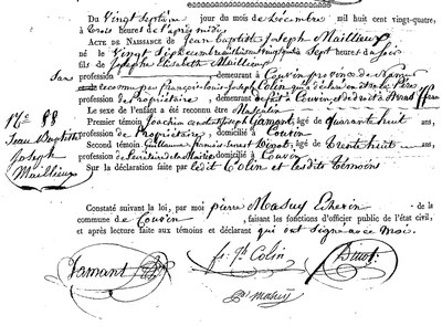 MAILLIEUX Jean Baptiste Joseph