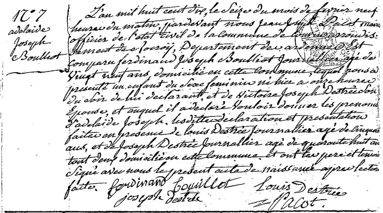 BOULLIOT Adélaide Joseph