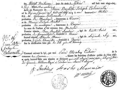 COLONVALE Jean Baptiste Joseph