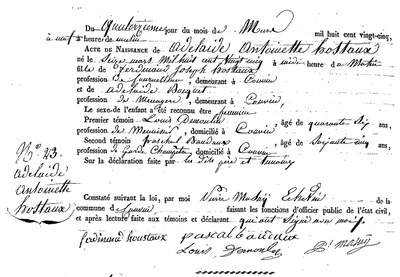 HOSTAUX Adélaide Antoinette