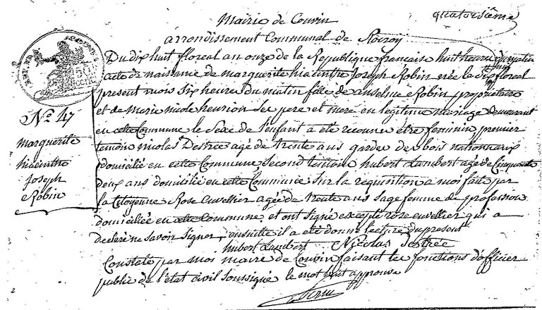 ROBIN Marguerite Hiacinthe Joseph