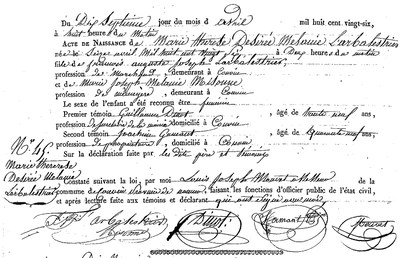 LARBALESTRIER Marie Thérèse Désirée Mélanie