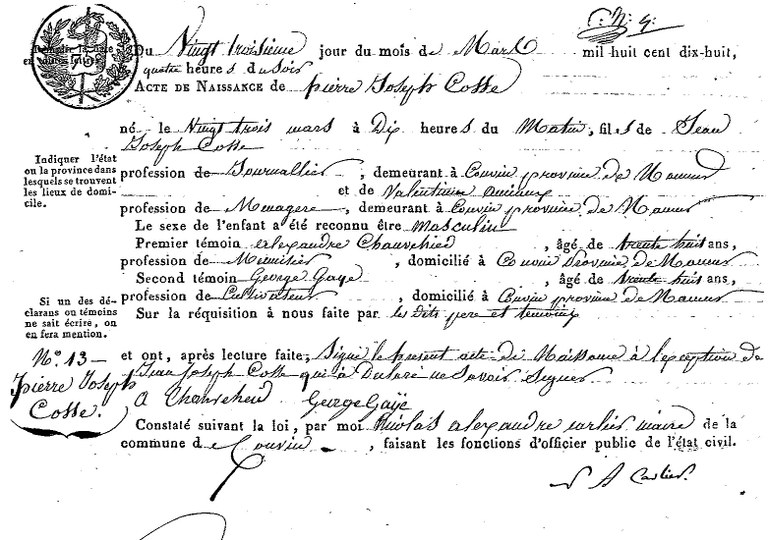 COSSE Pierre Joseph