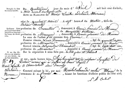 MOREAU Marie Louise Adélaïde