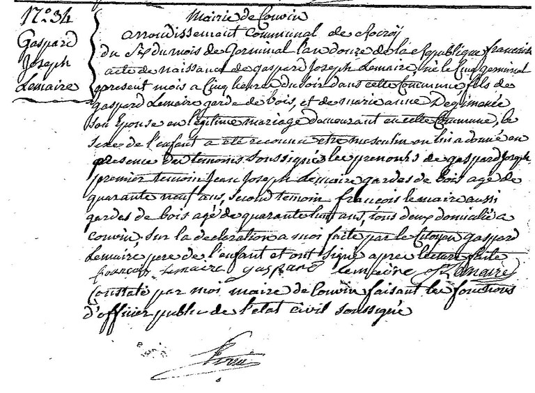LEMAIRE Gaspard Joseph